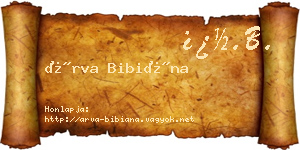 Árva Bibiána névjegykártya